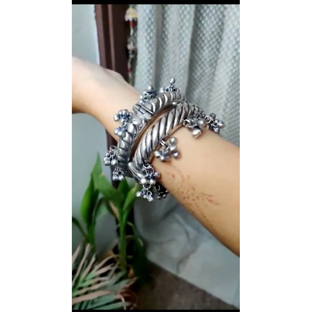 SLA Oxidised Kada Bangle/Anklet, Indian Ethnic Kada, German Silver Anklet, Oxidized Bangle Kada, Bracelets For Women, Oxidized Bangles