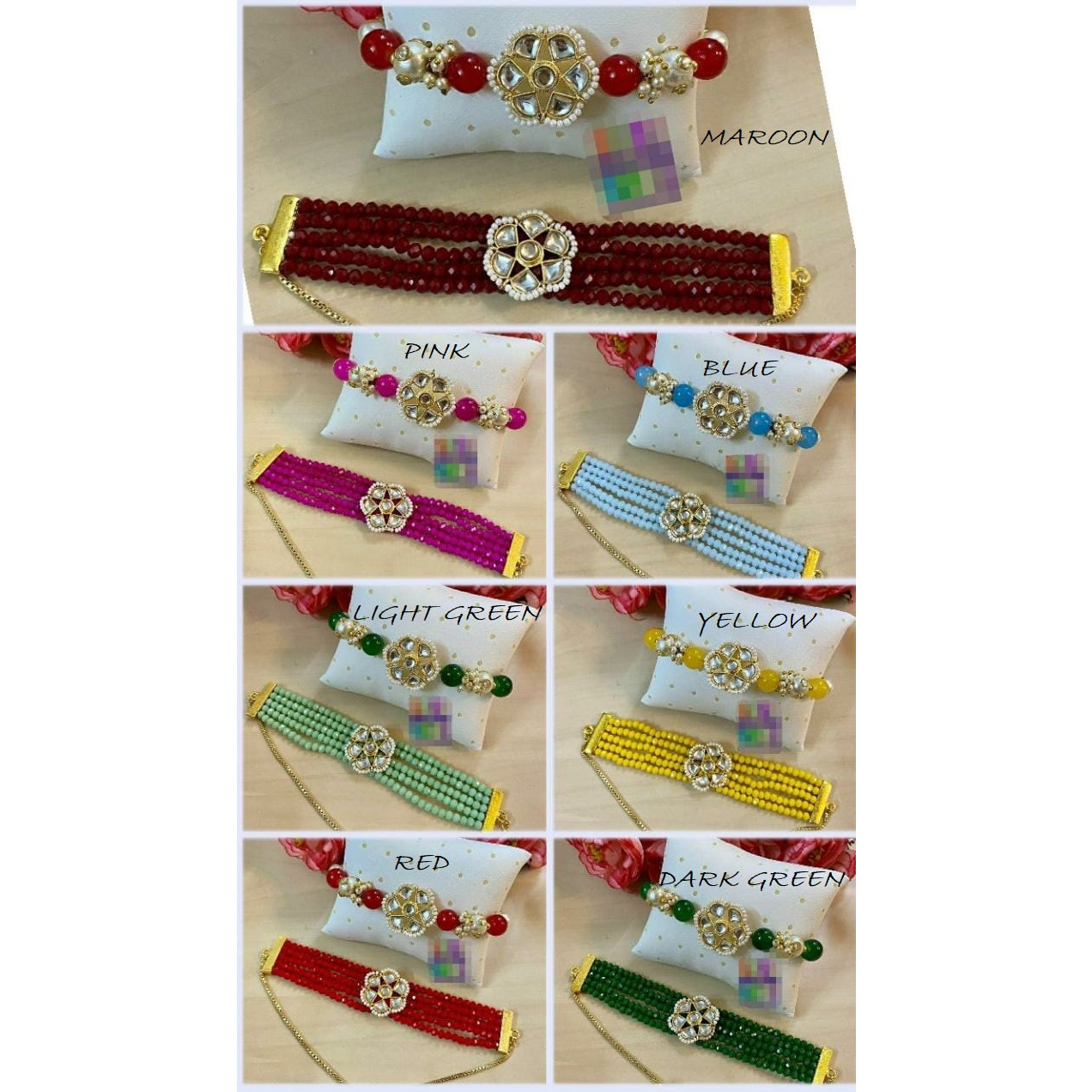 Kundan, Stone & Pearls Rakhi for Brother and Bhabhi Thread Bracelet, Couple Rakhi, Pair Rakhi, Bhaiya Rakhi for Festival Of Raksha Bandhan