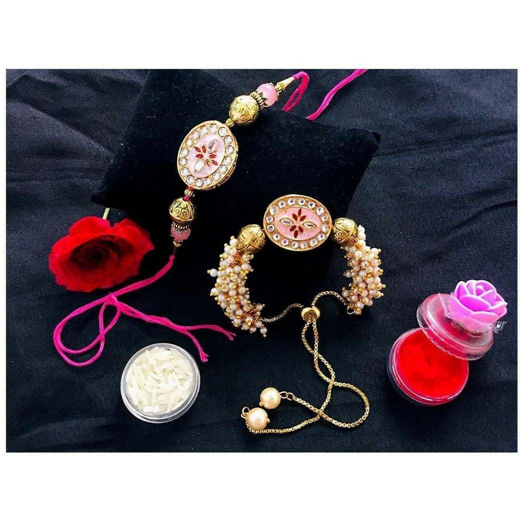 Designer Handmade Pair Rakhi for Bhaiya Bhabhi Rakhi Set, Rakhi for Brother Bhabhi, Siblings Raksha Bandhan Festival, Thread String Bracelet