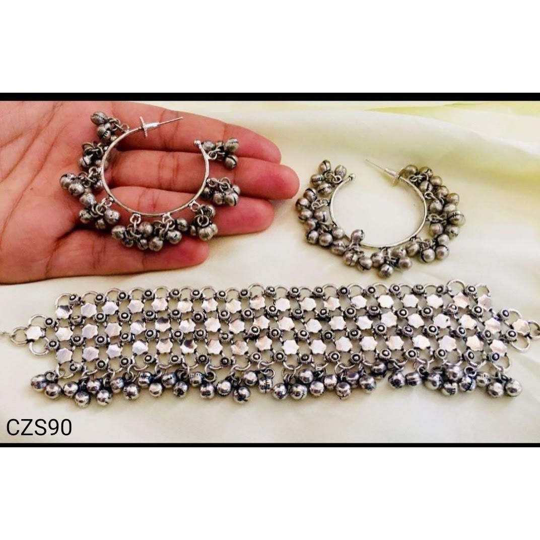 Indian Ethnic Oxidised Jewellery Choker ghungroo Set Necklace