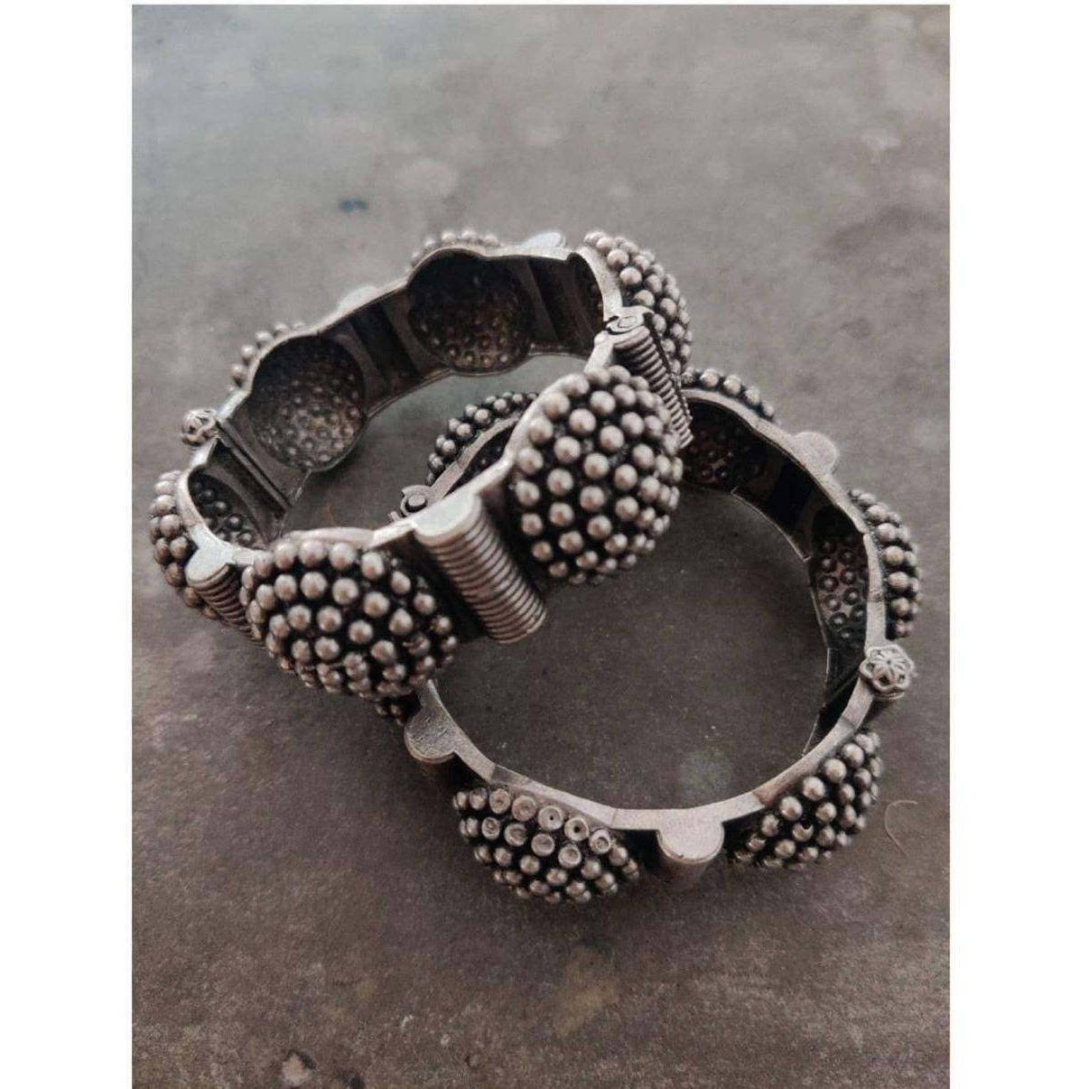 Black Polish Kada, Oxidised Indian Ethnic Jewelry, German Silver Bracelet, Indian Jewelry , Antique Bracelet, Silver Kada , Ghungroo Kada