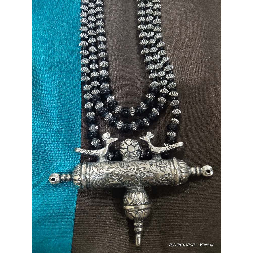 Multilayer oxidised necklace, black bead Indian long necklace, Ethnic Necklace, Long necklace, handmade, antique, junk jewelry