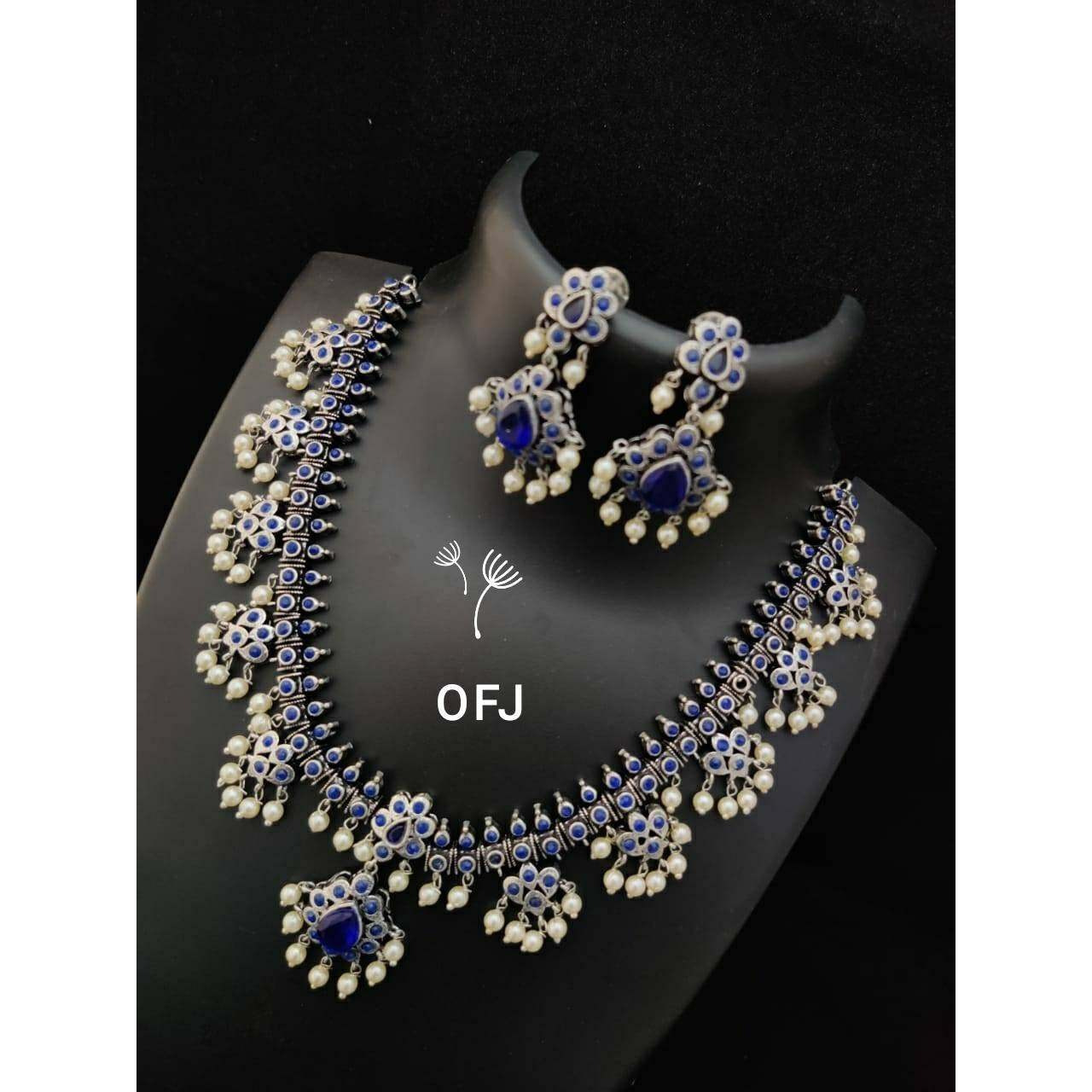 Indian Jewellery, Ethnic Jewellery, Stone Studded Necklace Sets, Pearl Studded, Handmade, German Silver, South Indian Statement Jewellery