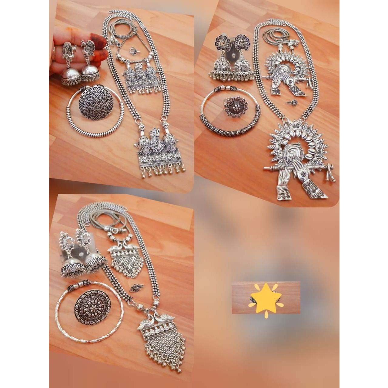 Oxidised jewellery set, Indian jewellery, long short ha ram set, silver look jewellery, boho hippie jewellery, temple jewellery, giftforher