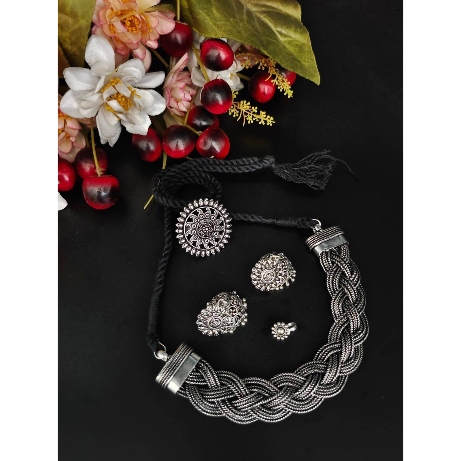 Step out in style with this beautiful oxidised silver plated earrings, which have been given a drop designer dangler perfectly designed. It will add bling to your look. This earring will go well with any of your ethnic outfits.