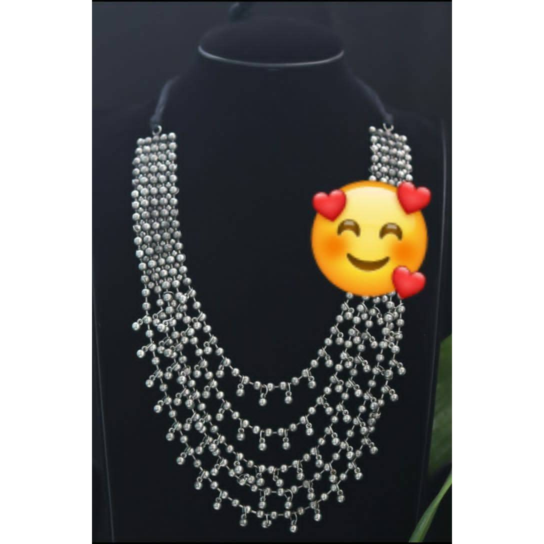 This pretty handcrafted jewelry set made up with high quality of Silver oxidised and copper base which make fine finish of long lasting , it gives charm in your personality while pair it up with any outfits, good fit for Afghani, boho and hippie, usually wear for any casual party as well.