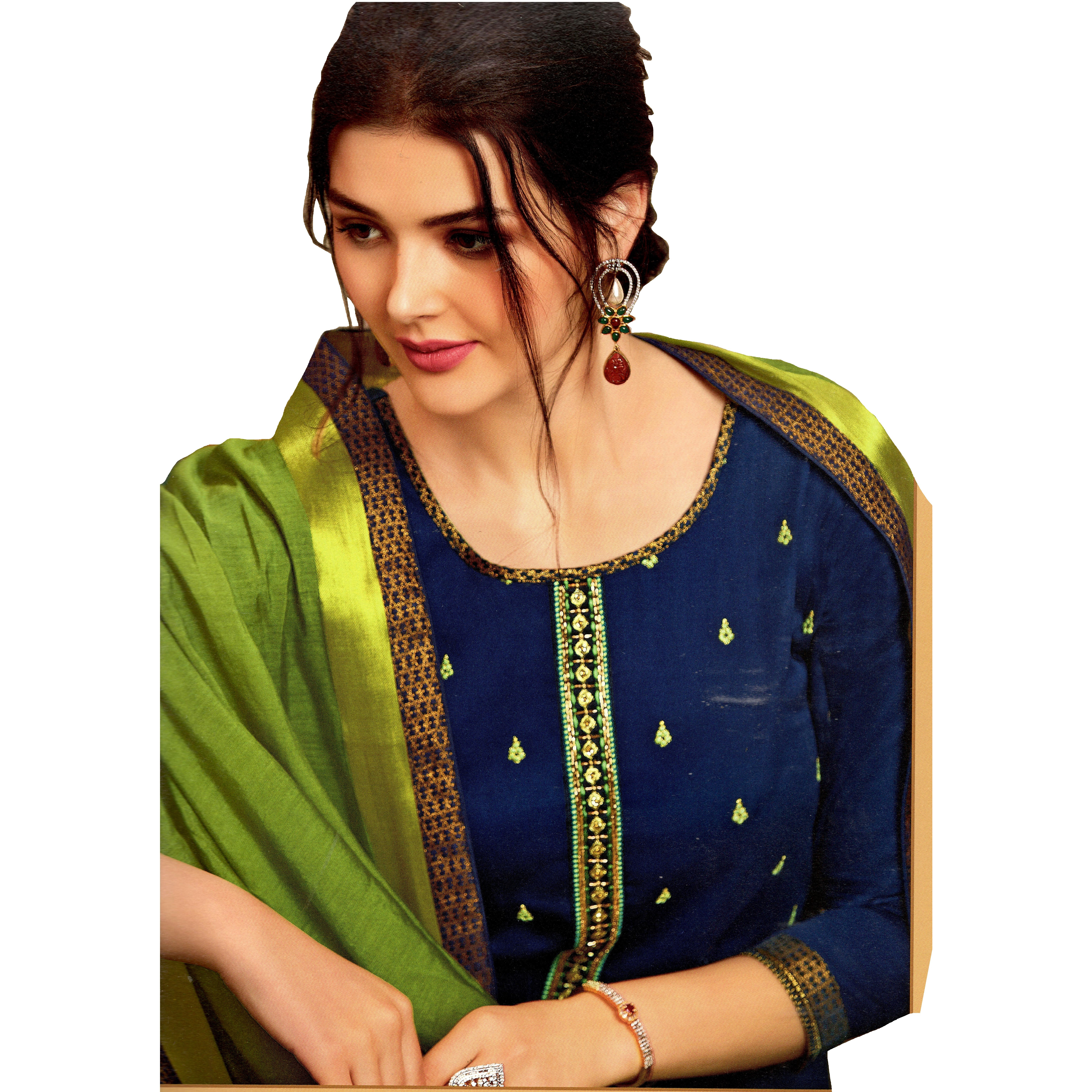 MAHATI Silk Kurti Palazzo Suits (Size: XXL)