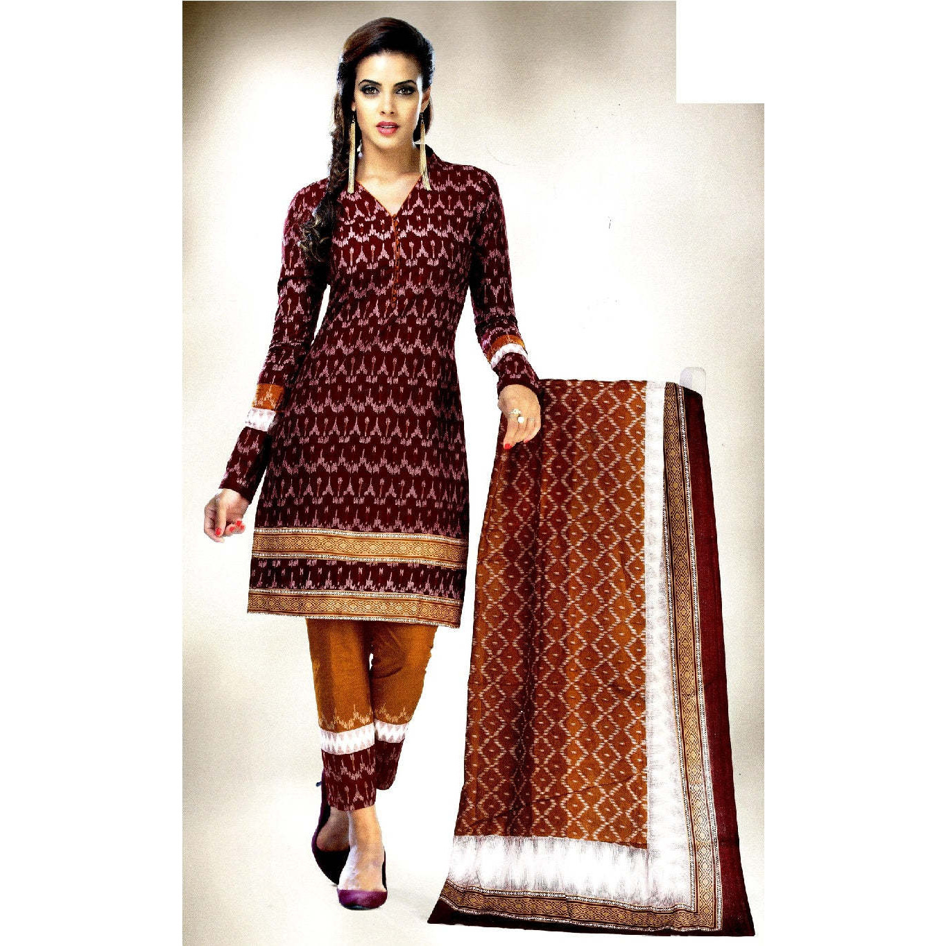 MAHATI Maroon   cotton  Salwar suits (Size: S)