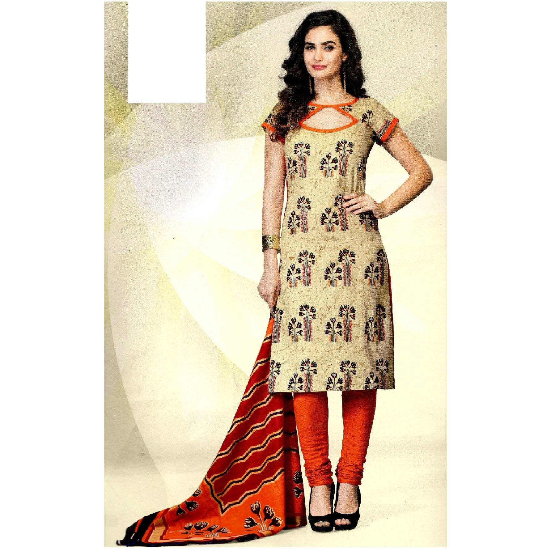 MAHATI Cream   cotton  Salwar suits (Size: 2XL)