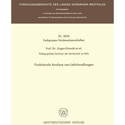 Funktionale Analyse von Lehrhandlungen [Paperback]