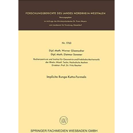 Implizite Runge-Kutta-Formeln [Paperback]