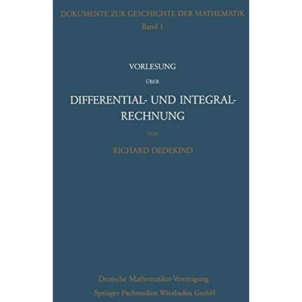 Vorlesung ?ber Differential- und Integralrechnung 1861/62 [Paperback]