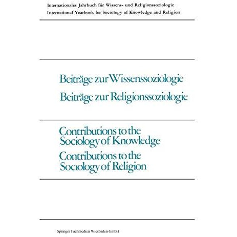 Beitr?ge zur Wissenssoziologie, Beitr?ge zur Religionssoziologie / Contributions [Paperback]