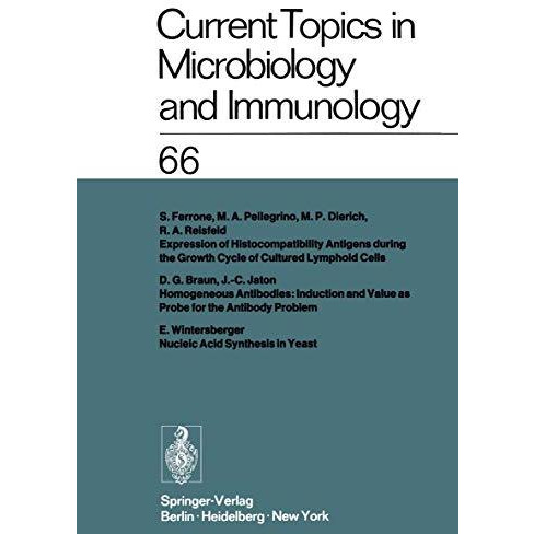 Current Topics in Microbiology and Immunology: Ergebnisse der Mikrobiologie und  [Paperback]