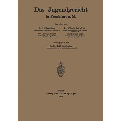 Das Jugendgericht in Frankfurt a. M. [Paperback]