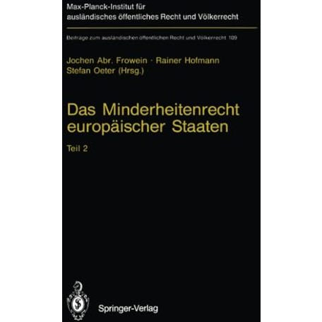 Das Minderheitenrecht europ?ischer Staaten: Teil 2 [Paperback]