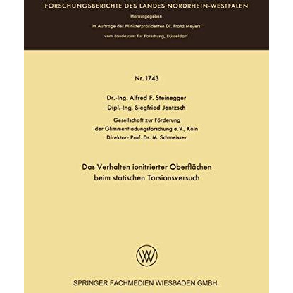 Das Verhalten ionitrierter Oberfl?chen beim statischen Torsionsversuch [Paperback]