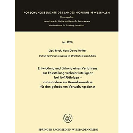 Entwicklung und Eichung eines Verfahrens zur Feststellung verbaler Intelligenz b [Paperback]