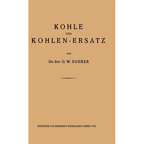 Kohle und Kohlen-Ersatz [Paperback]