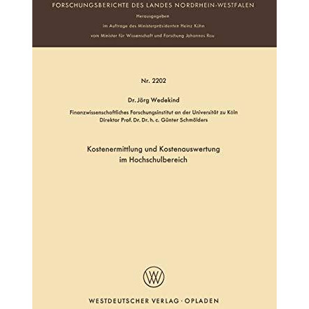 Kostenermittlung und Kostenauswertung im Hochschulbereich [Paperback]