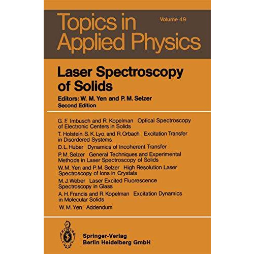 Laser Spectroscopy of Solids [Paperback]