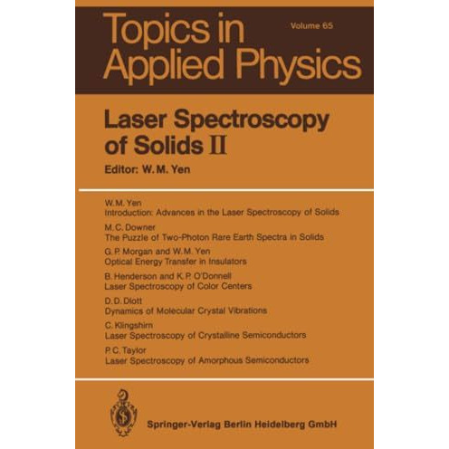 Laser Spectroscopy of Solids II [Paperback]