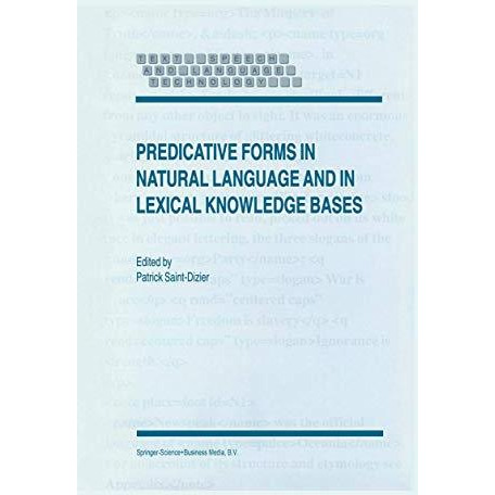 Predicative Forms in Natural Language and in Lexical Knowledge Bases [Paperback]