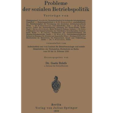 Probleme der sozialen Betriebspolitik [Paperback]