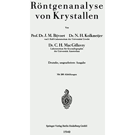 R?ntgenanalyse von Krystallen [Paperback]