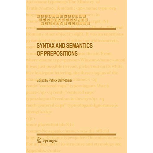 Syntax and Semantics of Prepositions [Hardcover]