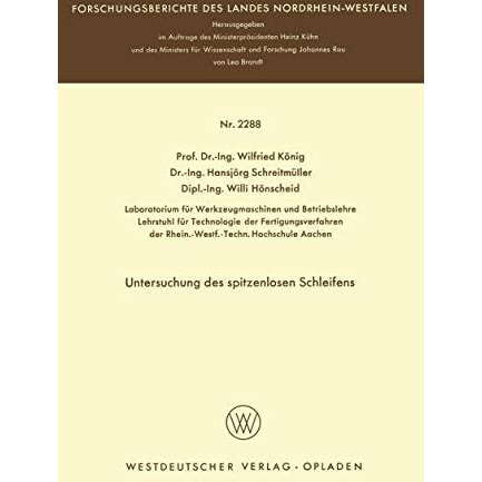 Untersuchung des spitzenlosen Schleifens [Paperback]