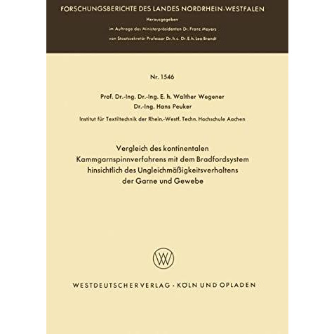 Vergleich des kontinentalen Kammgarnspinnverfahrens mit dem Bradfordsystem hinsi [Paperback]