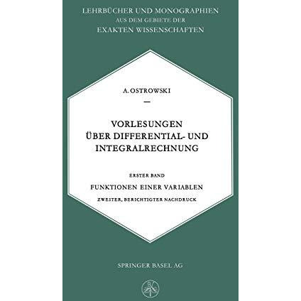 Vorlesungen ?ber Differential- und Integralrechnung: Funktionen einer Variablen [Paperback]