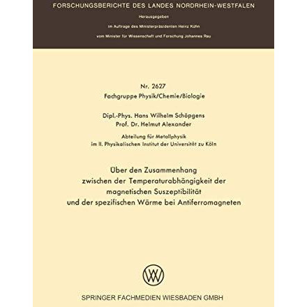 ?ber den Zusammenhang zwischen der Temperaturabh?ngigkeit der magnetischen Susze [Paperback]