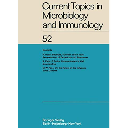 Current Topics in Microbiology and Immunology: Ergebnisse der Mikrobiologie und  [Paperback]