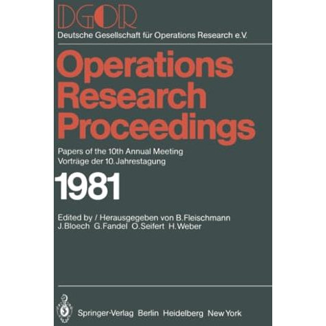 DGOR: Papers of the 10th Annual Meeting/Vortr?ge der 10. Jahrestagung [Paperback]