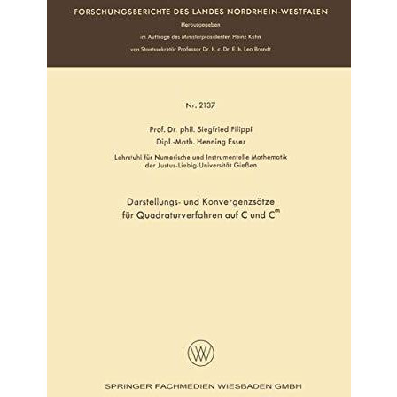 Darstellungs- und Konvergenzs?tze f?r Quadraturverfahren auf C und Cm [Paperback]