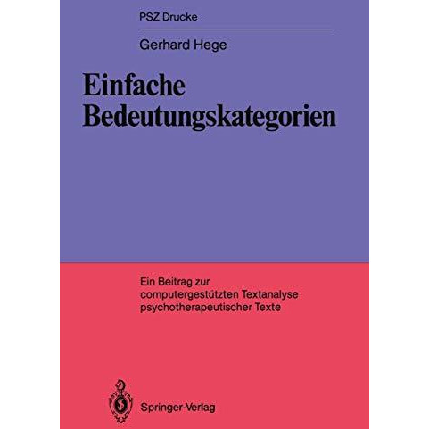 Einfache Bedeutungskategorien: Ein Beitrag zur computerunterst?tzen Textanalyse  [Paperback]