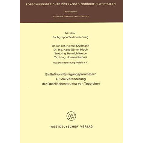 Einflu? von Reinigungsparametern auf die Ver?nderung der Oberfl?chenstruktur von [Paperback]