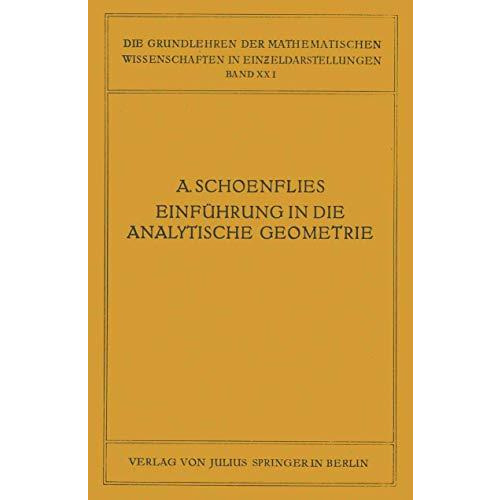 Einf?hrung in die Analytische Geometrie der Ebene und des Raumes [Paperback]