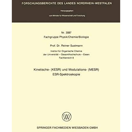 Kinetische- (KESR) und Modulations- (MESR) ESR  Spektroskopie [Paperback]