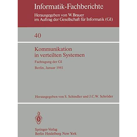 Kommunikation in verteilten Systemen: Fachtagung der GI, Berlin, 27.30. Januar  [Paperback]