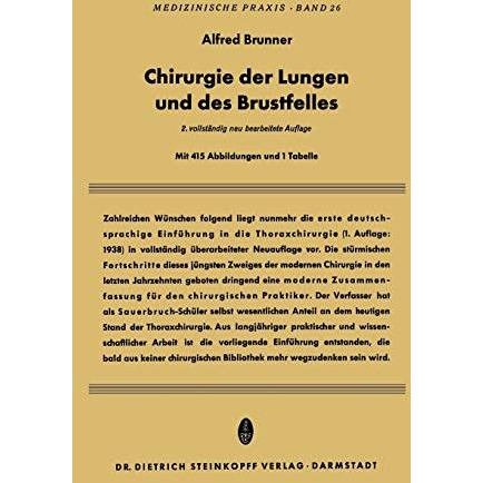 Chirurgie der Lungen und des Brustfelles [Paperback]