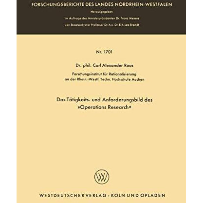 Das T?tigkeits- und Anforderungsbild des ?Operations Research? [Paperback]