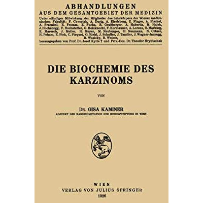 Die Biochemie des Karzinoms [Paperback]