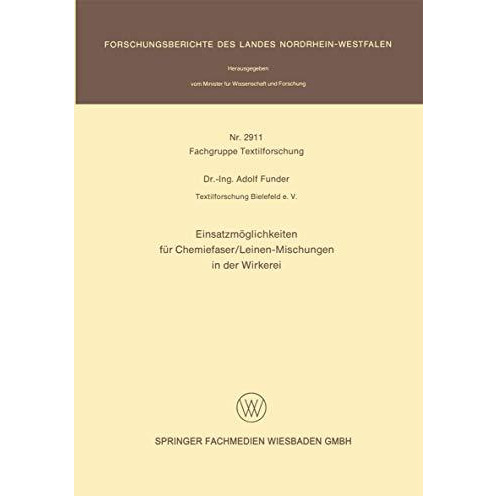 Einsatzm?glichkeiten f?r Chemiefaser/Leinen-Mischungen in der Wirkerei [Paperback]