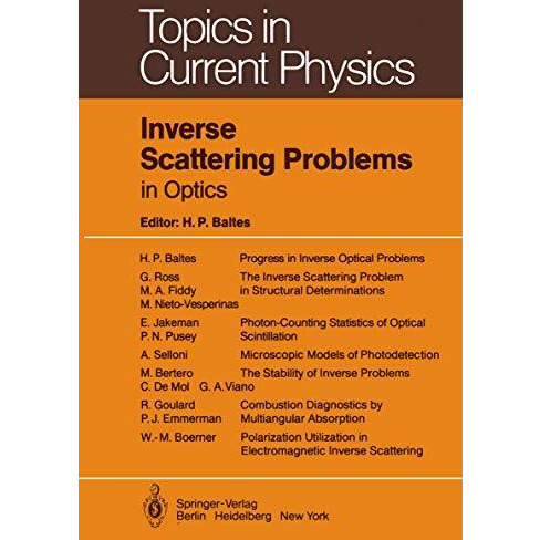 Inverse Scattering Problems in Optics [Paperback]