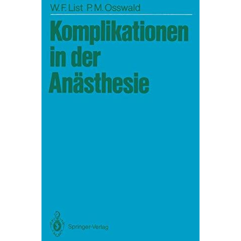 Komplikationen in der An?sthesie [Paperback]