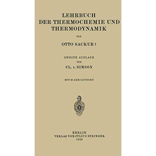 Lehrbuch der Thermochemie und Thermodynamik [Paperback]