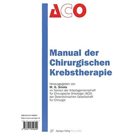 Manual der Chirurgischen Krebstherapie [Paperback]